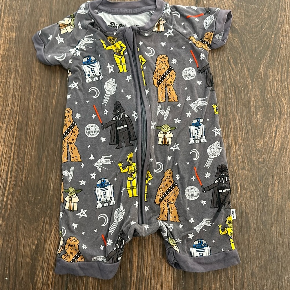 Little sleepies Star Wars size 3-6 months short romper pajamas